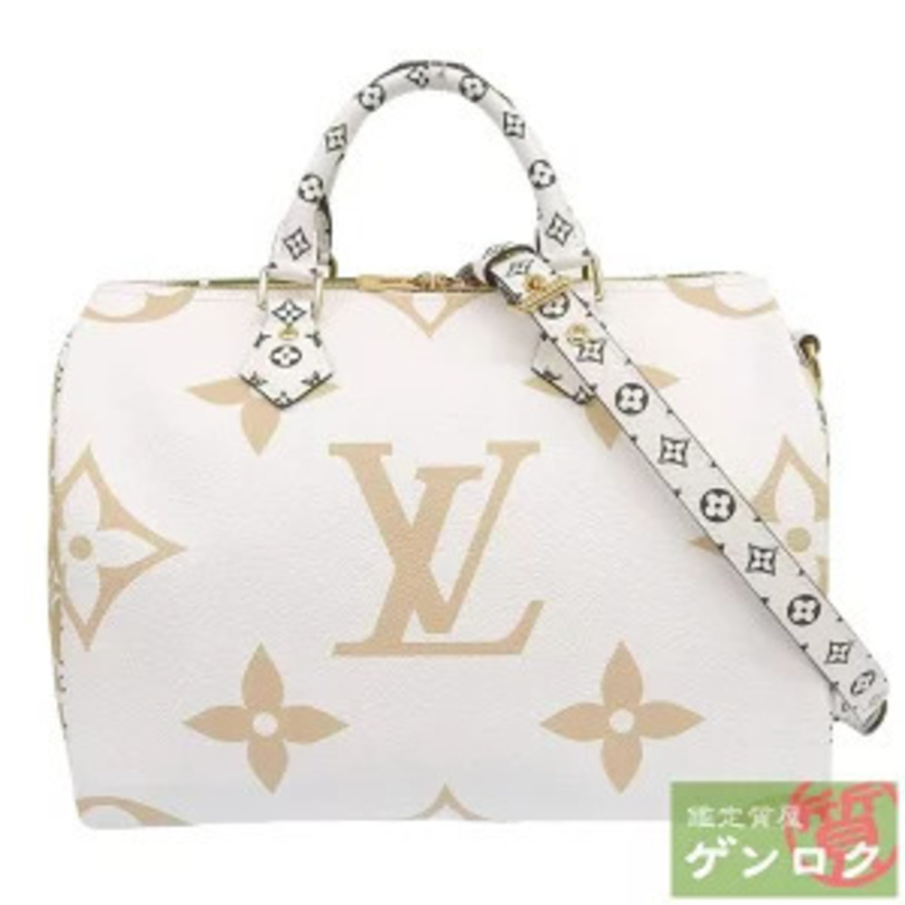 Louis Vuitton Monogram Giant Speedy Top Handle Bag Canvas Leather Cream